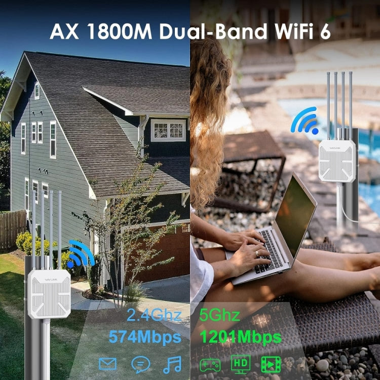 WAVLINK WN573HX1 WiFi 6 AX1800 IP67 Waterproof Outdoor Dual Band Wireless WiFi Routers, US Plug, EU Plug, UK Plug, AU Plug WAVLINK WN573HX1 WiFi 6 AX1800 IP67 Waterproof Outdoor Dual Band Wireless WiFi Routers, US Plug, EU Plug, UK Plug, AU Plug